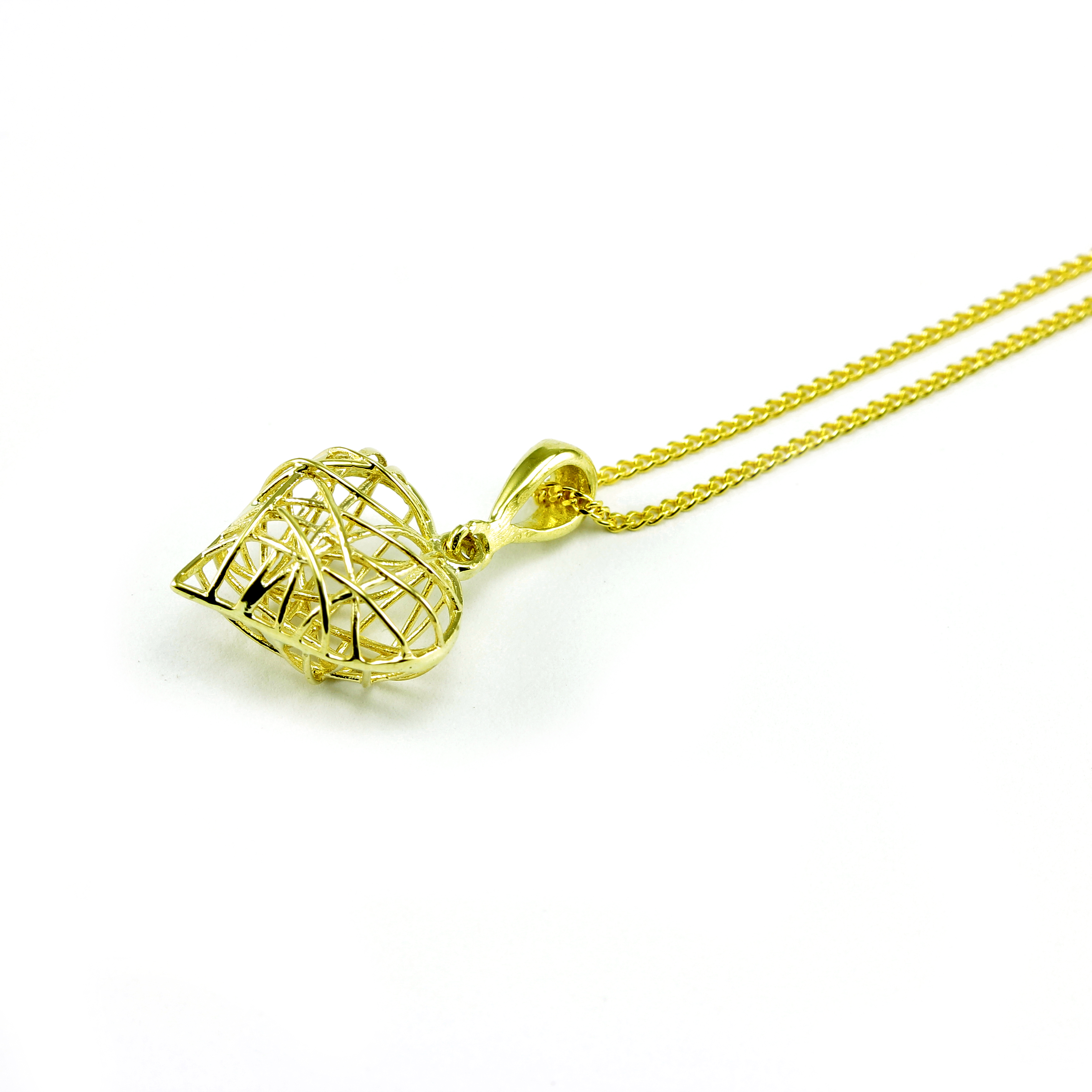 Romantic and graceful; capture her heart and her soul this Valentine's Day with this gorgeous 9ct Yellow Gold Caged Heart Necklace. Cage her heart and make her yours with the gift of this beautiful necklace. £135
