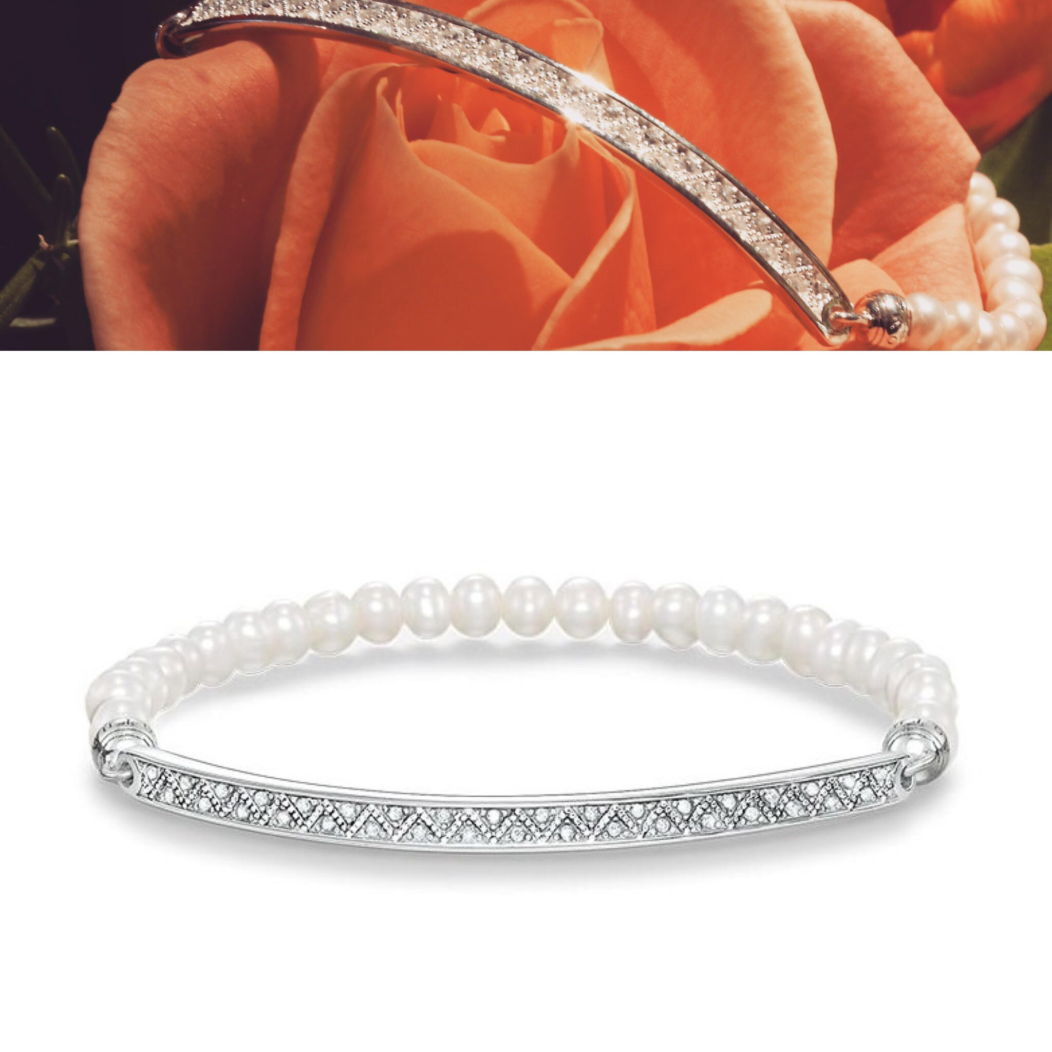 Another wonderful Valentines Gift perfectly appropriate for your love; the Thomas Sabo Love Bridge Cubic Zirconia and Pearl Bracelet. The dazzling Pave Set crystals will dazzle her eyes as well as her heart. £125