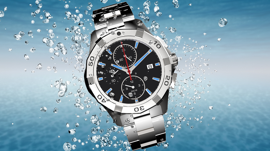 wristwatch in water