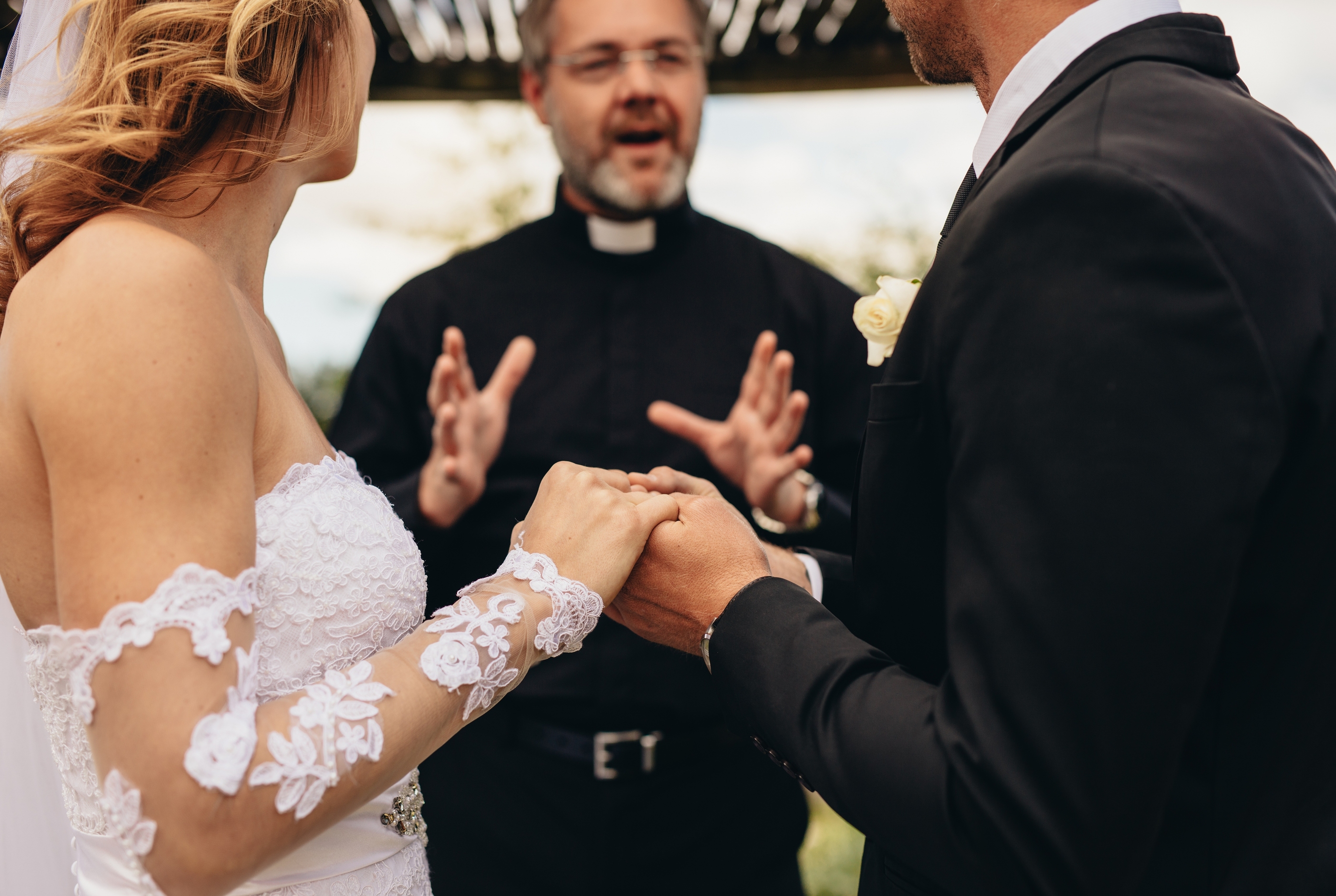 bride and groom having a religious ceremony