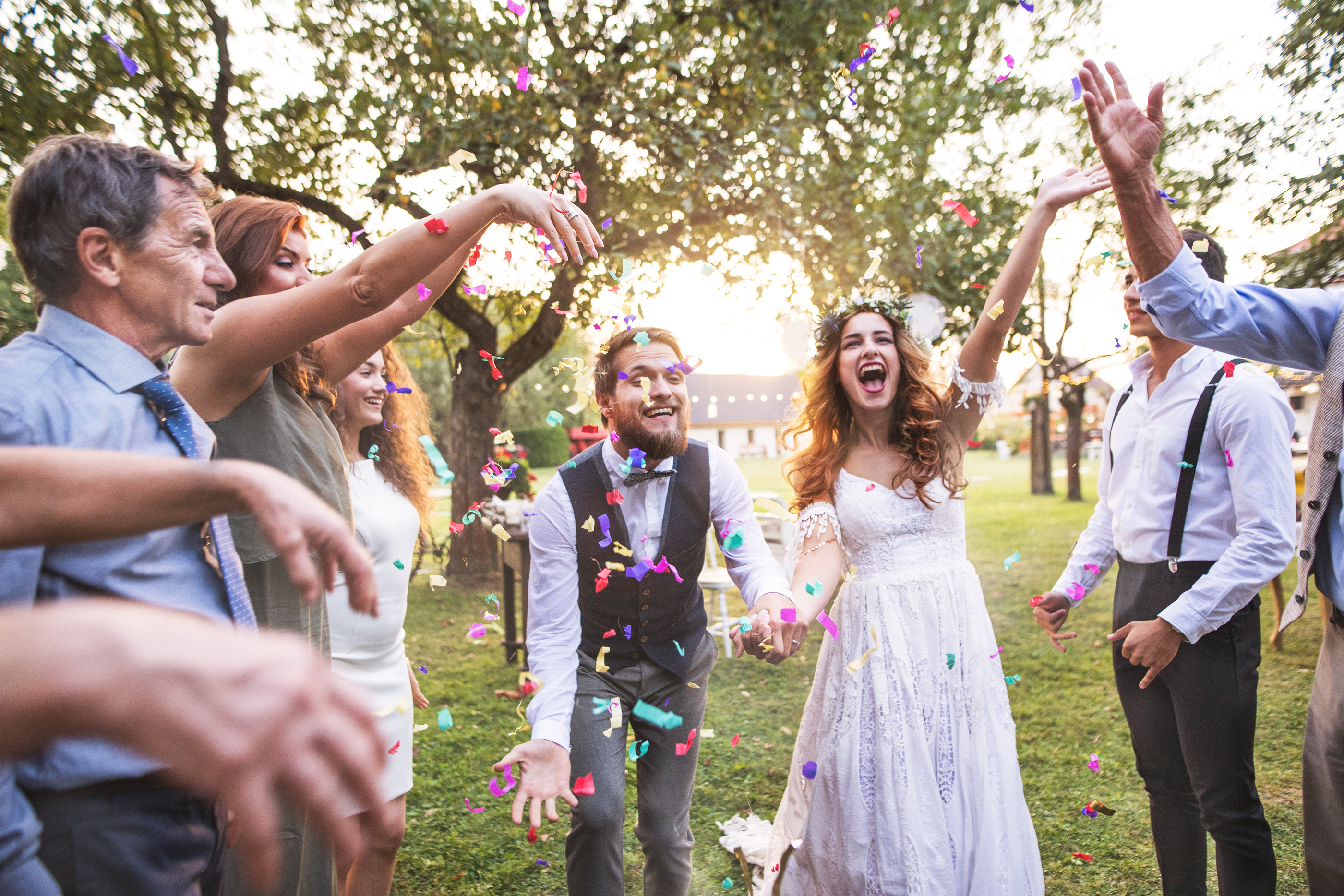 confetti at a wedding