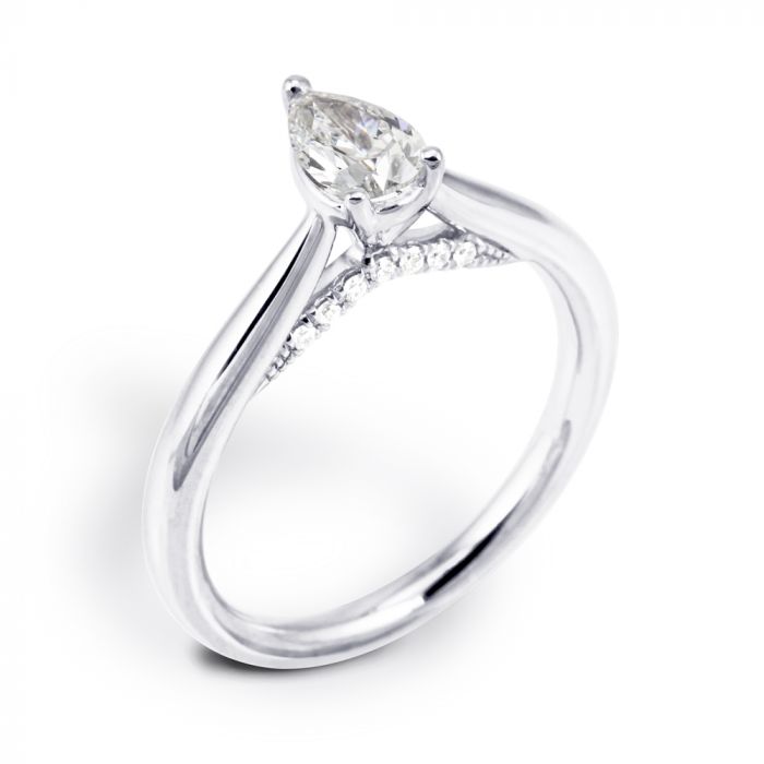 diamond engagement ring in platinum with unique diamond detailing