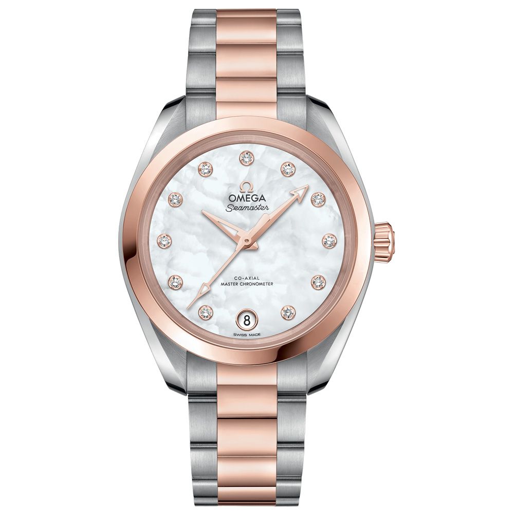The Omega Ladies Seamaster Aqua Terra Co-Axial Master Chronometer 18ct Rose & Steel Diamond Automatic Watch