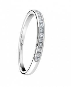 A platinum half eternity wedding ring band