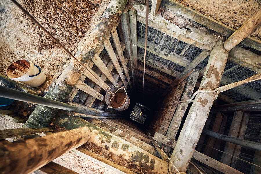 Looking down into the mine where the Moonstone is found in Sri Lanka. 